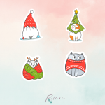 Αυτοκολλητα με γατα Χριστουγεννα